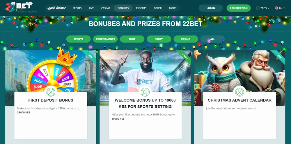 22Bet Bonuses Screenshot